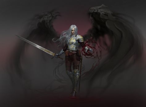 Fallen Aasimar, Mikhail Palamarchuk on ArtStation at https://www.artstation.com/artwork/R3lgzr Fallen Aasimar, Dnd Paladin, Blood Hunter, Dnd Art, Fantasy Warrior, Sci Fi Art, Dnd Characters, Fantasy Character Design, Fantasy Creatures