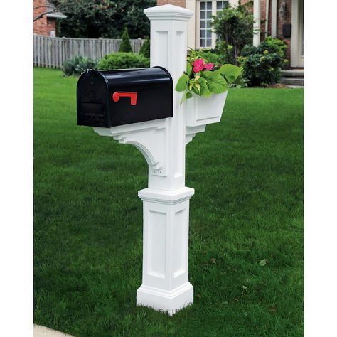 Mailbox Planter, Room Pinterest, White Mailbox, Decorative Post, Mailbox Landscaping, Mailbox Posts, Mailbox Post, Mounted Mailbox, Mail Post