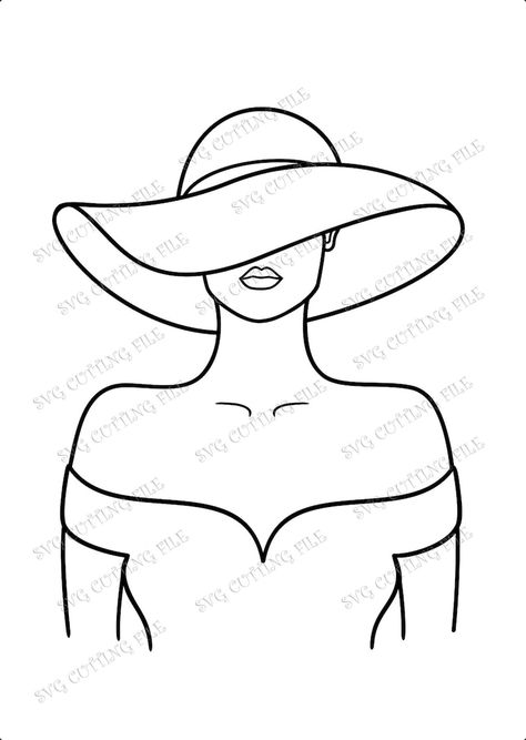 2 Black Woman Outline, Woman Outline, Woman With Hat, Konst Designs, Silhouette Cameo Vinyl, Desen Realist, Siluete Umane, صفحات التلوين, Canvas Painting Designs