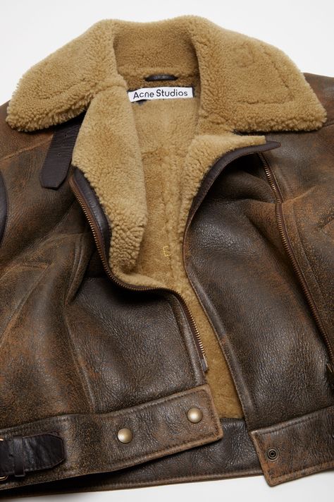 Aviation Fashion, Leather Shearling Jacket, Leather Jacket Zipper, Red Leather Boots, Denim T Shirt, Double Breasted Jacket, Shearling Jacket, Citizens Of Humanity, Clothes Collection