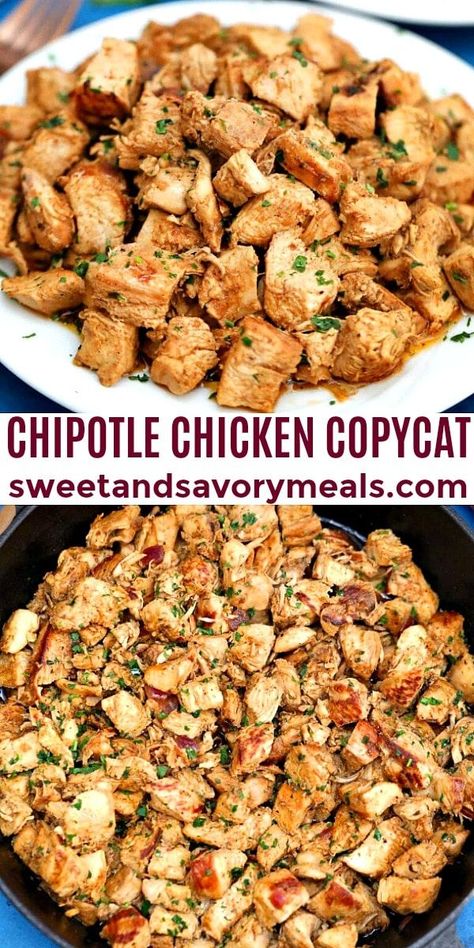 Homemade Chipotle Chicken, How To Make Chipotle Chicken, Chipotle Copycat Recipes Chicken, Chipotle Chicken Copycat, Easy Chipotle Chicken, Copycat Chipotle Chicken, Chipotle Chicken Recipe, Chicken Chipotle, Chipotle Copycat Recipes