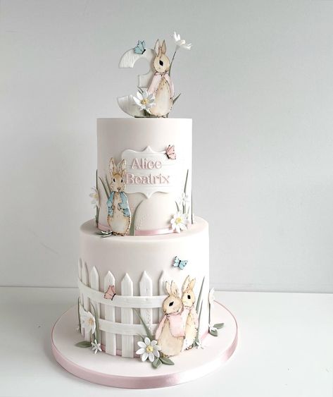 Flopsy Bunny Cake, Bunny Themed Cake, Bunny Theme Cake, Bunny Baby Shower Cake, Peter Rabbit Baby Shower Cake, Peter Rabbit Birthday Cake, Rabbit Birthday Cake, Beatrix Potter Cake, Christening Cake Girls