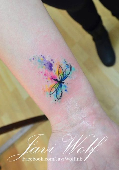 Image result for watercolor dragonfly tattoo Arlo Tattoo, Watercolor Dragonfly Tattoo, Small Dragonfly Tattoo, Flying Tattoo, Dragonfly Tattoo Design, Disney Tattoo, Geniale Tattoos, Initial Tattoo, Star Wars Tattoo