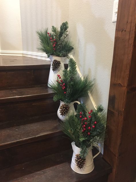 I love decorating with pine tree branches and pinecones. Pine Tree Decorations Home Decor, Pine Branches In Vases, Pine Tree Branches Decor Diy Christmas, Decorating With Pine, Tree Branch Decor, Anniversary Decor, Pine Walls, Christmas Tree Branches, Pine Branches