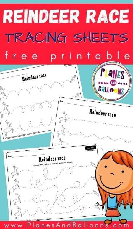 Christmas tracing worksheets for preschool FREE printable - reindeer worksheets for toddlers and preschoolers. #prek #planesandballoons Reindeer Preschool, Tracing For Preschool, Communication And Language Activities, Free Printable Reindeer, December Lesson Plans, Christmas Science Activities, Turtle Room, Preschool Binder, Maria Art