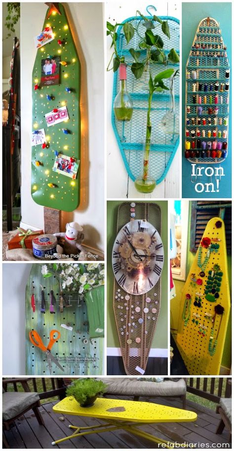 Upcycle: Ironing boards aren't boring... | the ReFab Diaries Vintage Ironing Boards, Old Ironing Boards, Wooden Ironing Board, Ironing Boards, Upcycle Repurpose, Deco Originale, Recycled Projects, Upcycle Recycle, Ironing Board