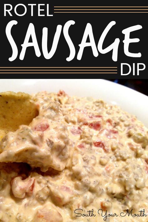 Rotel Sausage Dip! Classic crock pot party dip recipe made with Rotel tomatoes, sausage and cream cheese served with tortilla chips perfect for tailgating and game day! Rotel Sausage Dip, Rotel Dip With Sausage, Cheese Dip Crock Pot, Sausage And Cream Cheese, Superbowl Food Appetizers, Night Hike, Rotel Dip, Sausage Dip, Crock Pot Dips