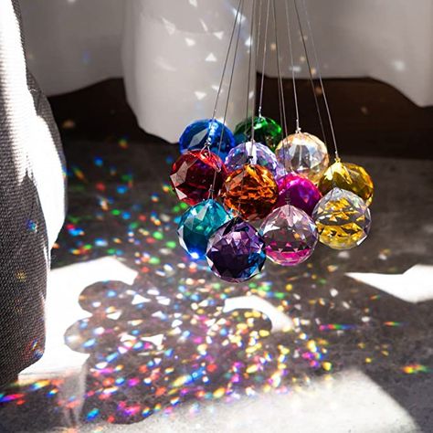 Amazon.com: Crystalsuncatcher 30mm Vintage Feng Shui Faceted Decorating Crystal Ball Prism Pendant Suncatcher Multi-Color Hanging Pendant Suncatcher 12pcs : Patio, Lawn & Garden Suncatcher Diy, Hanging Crystals, Rainbow Maker, Crystal Ornament, Beautiful Interior Design, Crystal Suncatchers, Crystal Prisms, Chakra Meditation, Rainbow Crystal