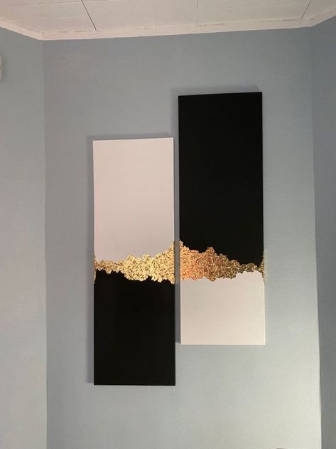 Wall Frame Ideas, Gold Art Painting, Abstract Art Painting Techniques, Diy Abstract Canvas Art, Diy Canvas Wall Art, Abstract Art Diy, Diy Wall Art Decor, Frame Ideas, Soyut Sanat Tabloları