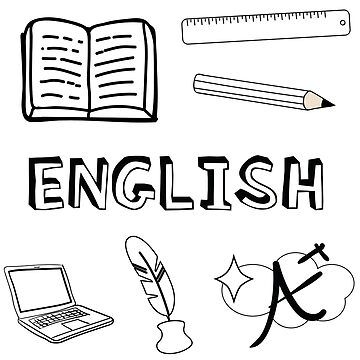 Back to school with the cutest White English subject stickers. Perfect gift for a kid, tween, teen or any age! English text, Pencils, Ruler, A+, Book, and a writing quill. Perfect to decorate your books and planners. Check out my portfolio for all the indi • Millions of unique designs by independent artists. Find your thing. English Notebook Design, English Subject Design, English Book Cover Design For School, Subject Design Notebook, Subject Stickers, Writing Quill, English Subject, Cover Page For Project, Homework Ideas