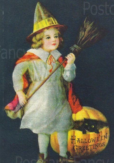 Vintage Halloween Prints, Halloween Antiques, Vintage Halloween Cards, Antique Halloween, Victorian Halloween, Vintage Halloween Images, Halloween Post, Carte Halloween, Witch Diy