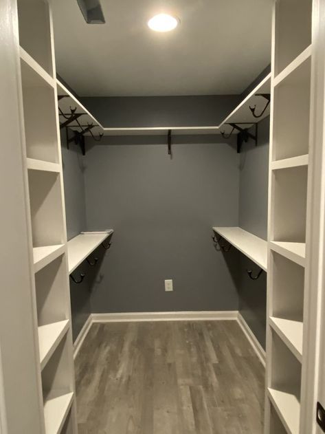 5x5 Closet Design, Basement Bedroom Closet Ideas, Organize His And Her Closet, 5ft Closet Layout, Master Closet Remodel Small Walk In, No Walk In Closet Ideas, Simple Closet Design Layout, Small Walkin Closet Ideas Layout Corner, Basement Closet Ideas Walk In