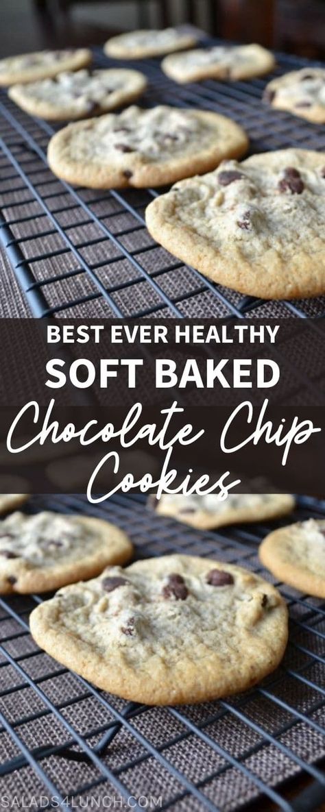 Soft Baked Chocolate Chip Cookies, Soft Chocolate Chip Cookie Recipe, Soft Chocolate Chip Cookie, Baked Chocolate Chip Cookies, Soft Chocolate Chip Cookies Recipe, Cookie Salad, Fudge Stripe Cookies, Healthy Chocolate Chip Cookies, Homemade Chocolate Chip Cookies