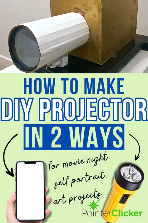 2 creative ideas on how to make DIY projector for movie night, projector photography, art projects Diy Image Projector, Make Projector With Phone, How To Make A Projector Screen Diy, Homemade Projector Screen, Diy Overhead Projector, Diy Phone Projector How To Make, How To Use Your Phone As A Projector, Diy Screen Projector Screen, Home Made Projector Diy