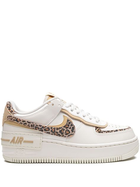 white/beige/leopard print leather signature Swoosh logo detail round toe front lace-up fastening logo patch at the tongue branded insole rubber sole These styles are supplied by a premium sneaker marketplace. Stocking only the most sought-after footwear, they source and curate some of the most hard to find sneakers from around the world. White Leopard Shoes, Cheetah Air Force 1, Cheetah Print Air Force 1, Leopard Air Force 1, Leopard Nike Shoes, Nike Leopard Sneakers, Leopard Print Things, Cheetah Nikes, Leopard Nike