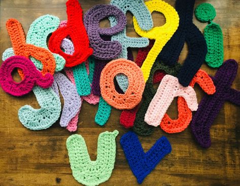 A to Z for You from Me: A FREE Crochet Alphabet Crochet Alphabet Letters Pattern Free, Crochet Alphabet Letters, Crochet Letters Pattern, Crochet Alphabet, The Letter T, Crochet Letters, Crochet Applique Patterns Free, Crochet Appliques, Yarn Basket