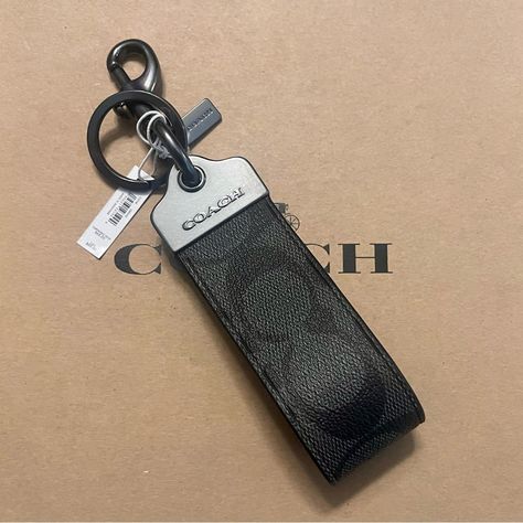 Brand New With Tags And Absolutely Describes This Authentic Coach Loop Keychain Fob Bag Charm In Signature Canvas. Color: Gunmetal/Charcoal Signature Coated Canvas And Refined Calf Leather Attached Split Key Ring And Dogleash Clip Measures: 1 1/4" (L) X 7" (H) Retails For $68.00