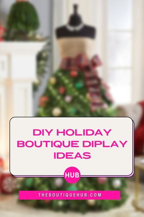 The Holiday season is an opportunity for your boutique to stand out from the crowd. This week’s post features creative projects to help you create an inspired space for your customers to shop. These DIY boutique Holiday display ideas are proof positive that you don’t have to spend a fortune to make your boutique look like a million bucks. #diyholidaydecor #diyboutiquedecor #diyboutique #howtostartaboutique #boutiqueboss #boutiquedisplay #holidayboutiquedisplay Christmas Boutique Display Ideas, Boutique Pop Up Shop Display Ideas Christmas, How To Display Leggings In A Boutique, Boutique Holiday Display, Christmas Store Displays Retail Holiday, Christmas Decor Retail Display Ideas, Boutique Christmas Open House Ideas, Christmas Retail Display Ideas, Holiday Pop Up Shop Ideas