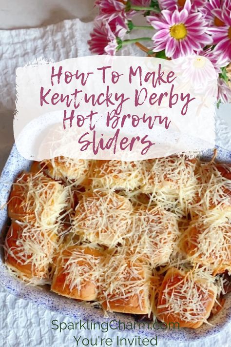 How To Make Kentucky Derby Hot Brown Sliders. Cheesy! Savory! Salty! Sweet! Oh My Goodness Ya'll! You have to make these! PS They are great for a Kentucky Derby Party! BUT THE WORK JUST FINE FOR AN EASY AND QUICK DINNER! #kentuckyderbyrecipes #easyderbyparty #easymeals #weeknightdinners #sogood #derbuypartyfood #pimentocheese Hot Brown Sliders, Bourbon Slush, Kentucky Derby Food, Kentucky Derby Recipes, Kentucky Hot Brown, Derby Pie, Hot Brown, Open Faced Sandwich, Run For The Roses