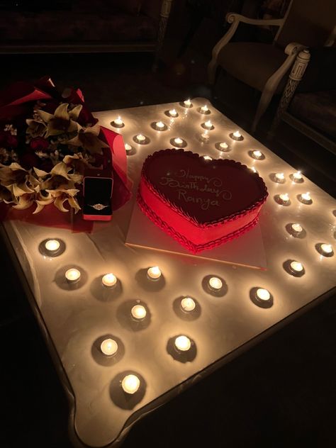 Husband Birthday Decorations, Romantic Dinner Setting, Birthday Surprise For Husband, Romantic Room Surprise, Romantic Dinner Decoration, Husband Birthday Surprise, Surprise Birthday Decorations, Cake For Boyfriend, Birthday Decorations At Home