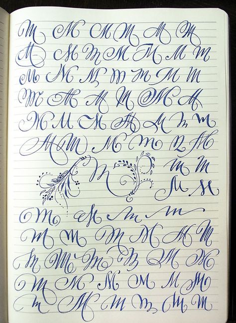 Majuscule M variants by Polish calligrapher Barbara Galinska on Behance Caligrafia Copperplate, Calligraphy Fonts Alphabet, The Letter M, Calligraphy Tutorial, Cursive Alphabet, Copperplate Calligraphy, Mata Hari, Tattoo Lettering Fonts, Hand Lettering Art