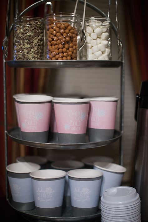 Gender Reveal Hot Chocolate Bar, Hot Cocoa Gender Reveal, Baby Its Cold Outside Gender Reveal, Birthday Hot Chocolate Bar, Outside Gender Reveal, Wedding Hot Chocolate Bar, Gender Reveal Candy, Gender Reveal Dessert, Christmas Hot Chocolate Bar