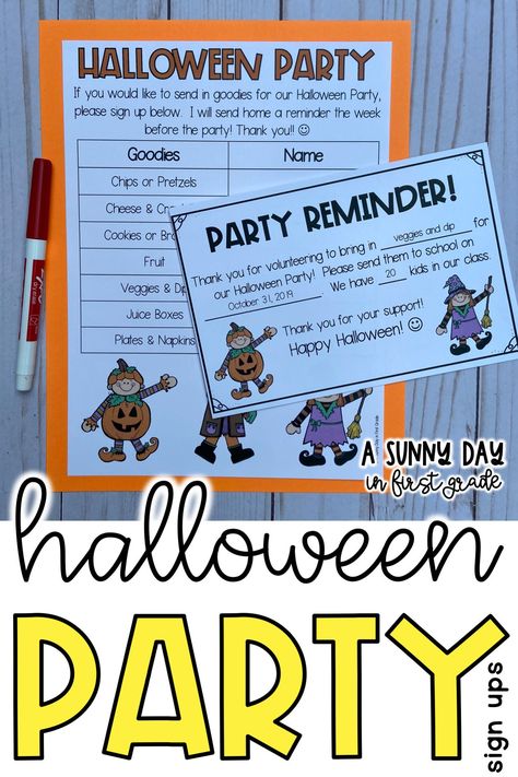 Classroom Halloween Party Food List, School Halloween Party Sign Up Sheet, Halloween Class Party Letter To Parents, Classroom Halloween Party Parent Letter, Halloween Party Letters For Parents, Halloween Class Party Preschool, Halloween Party Reminder, Halloween Party Sign Up Sheet Preschool, Class Party Letter To Parents