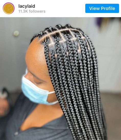 Here's How Long Your Box Braids Can Last, According to Their Size Med Knotless Box Braids Long, Medium Size Twist Braids, Parting Guide, Box Braids Parting, Box Braids Parting Guide, Box Braids Medium Length, Braids Parting, Box Braids Sizes, Medium Size Braids