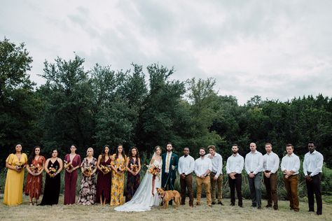 I just cannot get over the boho, mismatched, bridal party attire! #bohowedding #bohobridesmaids #bridesmaidsdress #bohobride #bohogroom #bohogroom #bohogroomsmen #groomsmenattire Groomsmen Attire Mixed Colors, Mix And Match Bridal Party, Mismatch Groomsmen Attire, Mismatch Wedding Party Attire, Mismatched Bridesmaid Dresses And Groomsmen, Bridal Party Multiple Colors, Wedding Party Mismatched, Casual Bridal Party Attire, Mismatching Groomsmen Attire