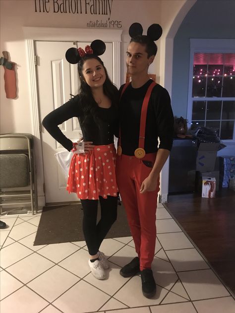 Minnie and Mickey Mouse costumes Mickey And Minnie Mouse Halloween Costume, Mini And Mickey Mouse Costume Couples, Minnie And Mickey Halloween Costumes, Minnie And Mickey Costumes, Mickey And Minnie Costume, Mickey Costume, Minnie Mouse Halloween Costume, Minnie Costume, Chili Bean