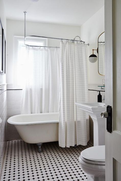 French Country Bathroom Ideas, Wall Tile Pattern, Country Bathroom Ideas, Shower Curtain Ideas, Stylish Shower Curtain, French Country Bathroom, Plastic Curtains, Plastic Shower Curtain, White Tile Floor