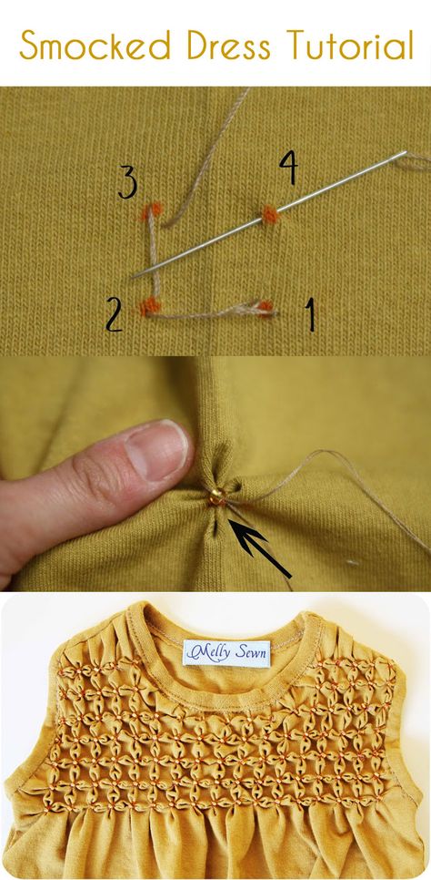 I want to learn how to Smock - Smocking Tutorial for Beginners... link for the How-to: http://mellysews.com/2012/05/smocking-tutorial.html Gamle T Shirts, Smocking Tutorial, Sew Ins, Diy Vetement, Dress Tutorials, Heirloom Sewing, Creation Couture, Diy Couture, Sewing For Kids