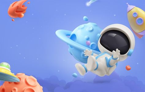 Illustration Space, Cartoon Space, Space Project, 3d Vector, Space Illustration, Space Projects, About Space, Space Astronaut, Vector Cartoon