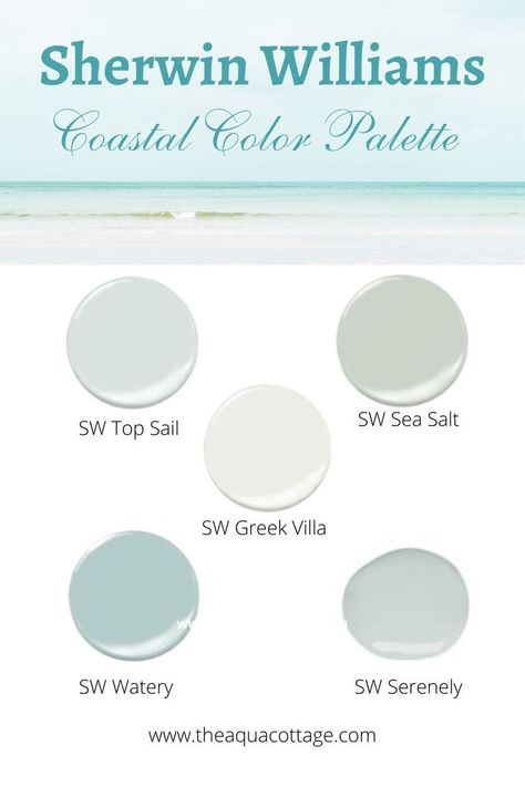 Sherwin Williams Coastal Paint Colors, Blue Green Paint Colors, Aqua Bedroom, Beach Paint Colors, Nautical House, Blue Green Paint, Coastal Color Palettes, Coastal Color Scheme, Caribbean Decor