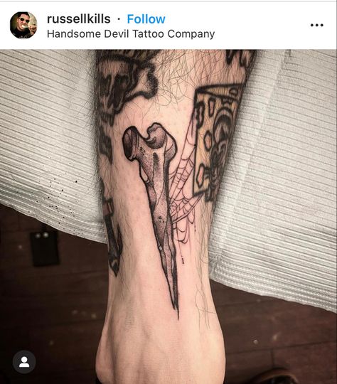 Jaw Bone Tattoo Knee, Femur Tattoo, Animal Bone Tattoo, Bones Tattoo Ideas, Jaw Bone Tattoo, Woodsy Tattoos, Bone Tattoo Ideas, Bones Tattoo, Flesh Tattoo