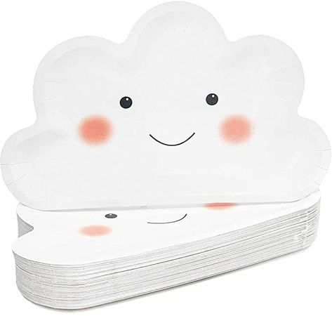 Cloud 9 Birthday Party, On Cloud 9 Birthday, Cloud 9 Birthday, Cloud Baby Shower Theme, Cloud Party, Rainbow Themed Birthday Party, Baby Shower Plates, Cloud Theme, Baby Shower Dessert Table