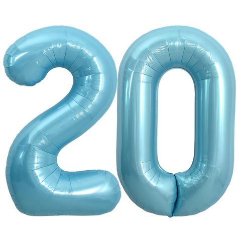 PRICES MAY VARY. PACKAGE INCLUDES-- Number balloons 2&0, 40 inch light blue number balloon. MATERIAL-- Material of digit number ballons made of high quality foil, color uniform, beautiful and safe. AMAZING PHOTO PROP -- It is a huge size and beautiful and unique light blue color visual effects. CONVENIENCE-- Easy to inflate using a straw or an air handheld pump, support inflated by air or helium. WIDE RANGE OF USAGE-- This light blue number foil balloon is a great party decoration for graduation Numbers Balloons, Large Number Balloons, Balloons Number, Balloons Blue, 20th Birthday Party, Large Numbers, Blue Foil, Anniversary Decorations, Blue Birthday