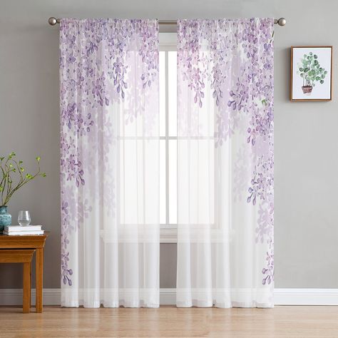 Cheap Curtains, Buy Quality Home & Garden Directly from China Suppliers:Purple Flower White Tulle Window Curtain for Living Room Modern Sheer Curtain for Bedroom Kitchen Drapes Custom Enjoy ✓Free Shipping Worldwide! ✓Limited Time Sale ✓Easy Return. Purple Curtains Bedroom, Modern Sheer Curtains, Beautiful Bedroom Colors, Purple Curtains, Cheap Curtains, White Sheer Curtains, Voile Curtains, Sheer Curtain Panels, Insulated Curtains