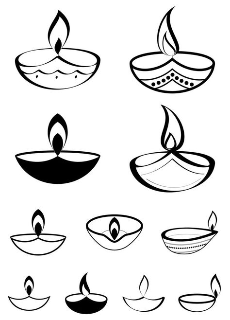 Diya Clip Art PNG Images Diya Mehndi Designs, Diya Lamp Tattoo, Diwali Diya Outline, Dipawali Drawing Ideas, Diya Drawing Ideas Diwali, Diya Designs Diwali, Diya Doodle, Diyas Images, Drawing On Diwali