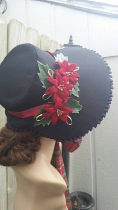 Black Twill Christmas Caroling Bonnet by 1800sMillineryShop Dickens Costumes, Dickens Dress, Christmas Bonnet, Scrooge Christmas, Carol Dress, Christmas Caroling, Santa Claus Outfit, Dickens Christmas, Iconic Christmas