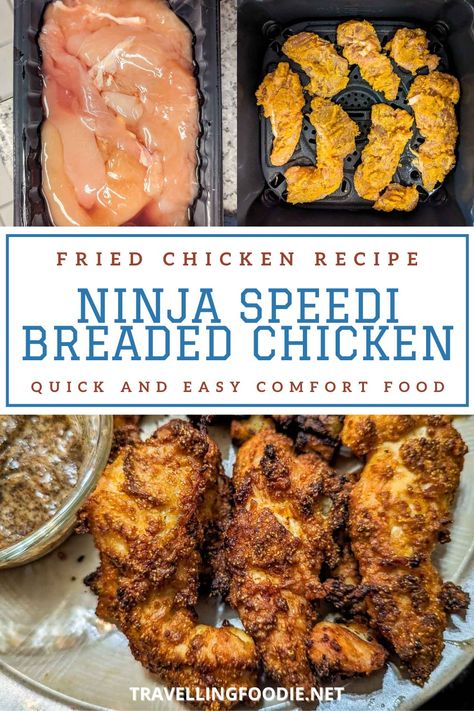 Ninja Speedi Breaded Chicken Recipe: How to cook fried chicken in Ninja Speedi Rapid Cooker & Air Fryer! This breaded chicken is the perfect comfort food, snack or main dish that's quick, easy and delicious to make. #travellingfoodie #ninjaspeedi #ninjaspeedirecipes | Ninja Speedi Fried Chicken | Ninja Speedi Recipes | Basic Ninja Speedi Recipe | Ninja Speedi Recipes for Beginners | Ninja Speedi Crispy Chicken | Ninja Speedi Main Dish Recipe | Ninja Speedi Snack Recipe | Ninja Speedi Chicken... Ninja Speedi Rapid Cooker & Air Fryer Recipes, Ninja Speedi Chicken, Breaded Chicken Recipe, Easy Crispy Chicken, Cooking Fried Chicken, Ninja Cooking System Recipes, Breaded Chicken Recipes, Crispy Chicken Recipes, Ninja Recipes