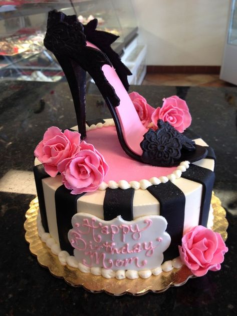 21+ Awesome Image of High Heel Birthday Cake . High Heel Birthday Cake Sexy Hot Pink And Black High Heel Shoe Cake For That Fashionable  #HappyBirthdayCake Birthday Cupcakes For Women, High Heel Cakes, Black And White Cake, 19th Birthday Cakes, Shoe Cakes, Fashion Cake, Shoe Cake, Birthday Cakes For Women, 50th Birthday Cake