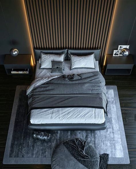 Bedroom Design Black, Mens Bedroom Decor, Cozy Bedroom Design, Black Bedroom Design, Black Bedroom Decor, Unique Bedroom Design, Stylish Bedroom Design, Luxury Bedroom Design, Mens Bedroom