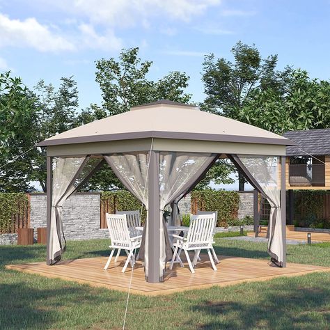 330cm x 330cm Pop Up Gazebo, Double Roof Foldable Canopy Tent with Zippered Mesh Sidewalls, Height Adjustable and Carrying Bag, Event Tent for Patio Garden Backyard Portable Gazebo, Pop Up Gazebo, Tent Canopy, Outdoor Sitting Area, Gazebo Tent, Instant Canopy, Shelter Tent, Pop Up Canopy Tent, Event Tent