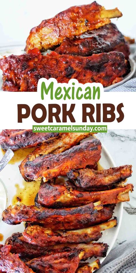 Mexican Pork Ribs Recipes, Oven Baked Spare Ribs, Mexican Pork Ribs, Mexican Ribs, Spicy Ribs Recipe, Ribs Marinade Recipe, Chilli Seasoning, Pork Rib Marinade, Spicy Ribs