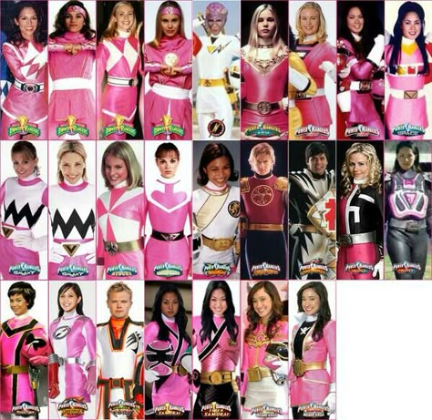 All The Pink Rangers Amy Jo Johnson, New Power Rangers, Power Ranger Birthday, Pink Ranger, Power Rangers Megaforce, Pink Power Rangers, Power Rangers Series, Power Rangers Samurai, Power Rangers Dino Charge