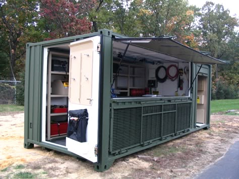 Conex Box Shed, Conex Box Ideas, Container Workshop, Conex Box, Shipping Container Workshop, Shipping Container Sheds, Metal Building Designs, Iso Container, Mobile Workshop