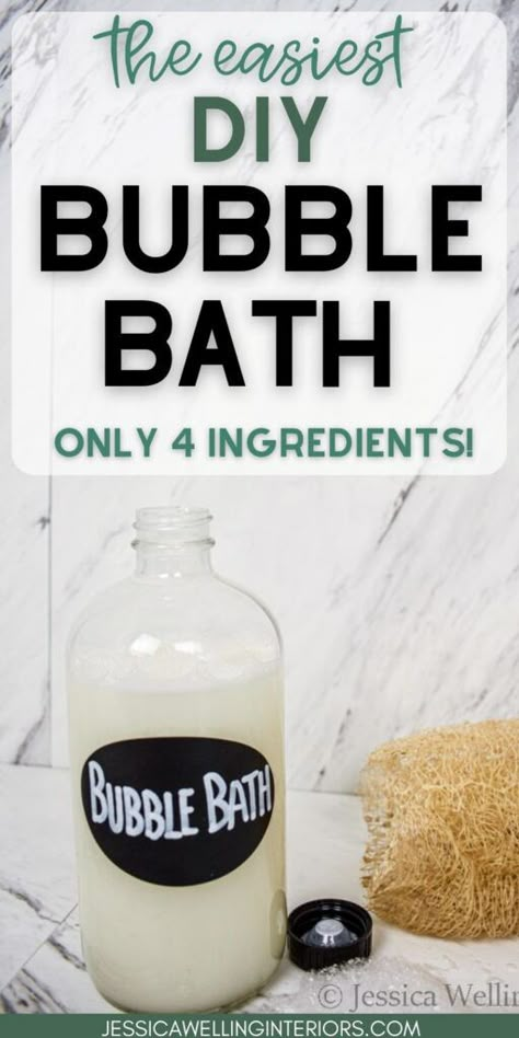 Make this all-natural DIY bubble bath with just 4 ingredients to enjoy at home or to give as gifts! Diy Bubble Bath Recipe, Bubble Bath Recipe, Diy Bubble Bath, Natural Bubble Bath, Kids Bubble Bath, How To Make Bubbles, Bath Salts Diy, Homemade Bubbles, Essential Oils For Kids