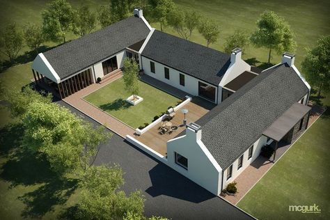 Bungalow Makeover, House In The Countryside, Pavilion House, U Shaped Houses, House Designs Ireland, Bungalow Extensions, Classic Homes, Modern Barn House, Rural House