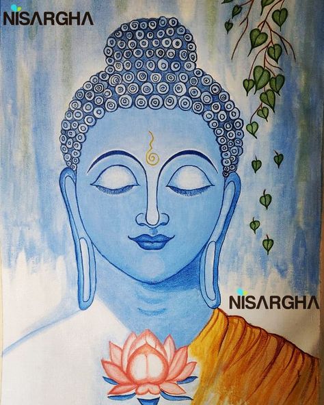 Buddha Easy Painting On Canvas, Acrylic Painting Canvas Budda, Buddha Painting Easy, Buddha Painting Simple, Budha Art, Spiritual Drawings, Lippon Art, Anklet Design, Buddha Canvas Art